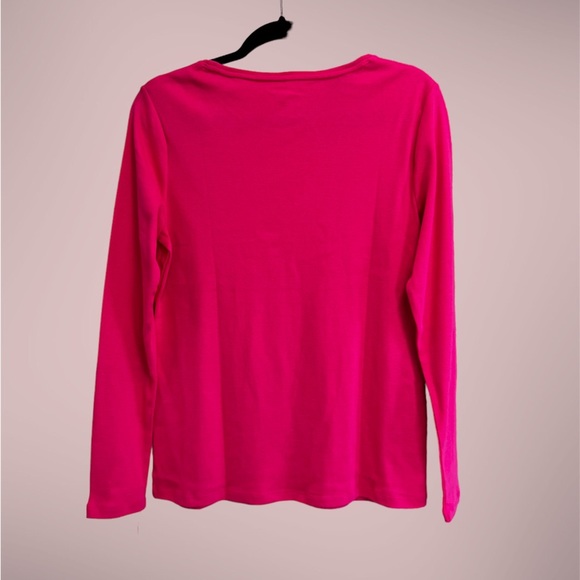 TALBOTS Cotton Long Sleeve Tee/ Cabaret Pink - Picture 2 of 4